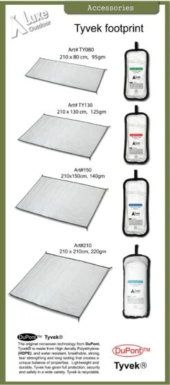 Luxe Outdoor Tyvek Ultralight Footprint 210 X 80 Cm 3 Luxe Outdoor Tyvek Ultralight Footprint 210 X 80 Cm -Camping Soldes Boutique tapis de sol footprint tyvek luxe outdoor 3
